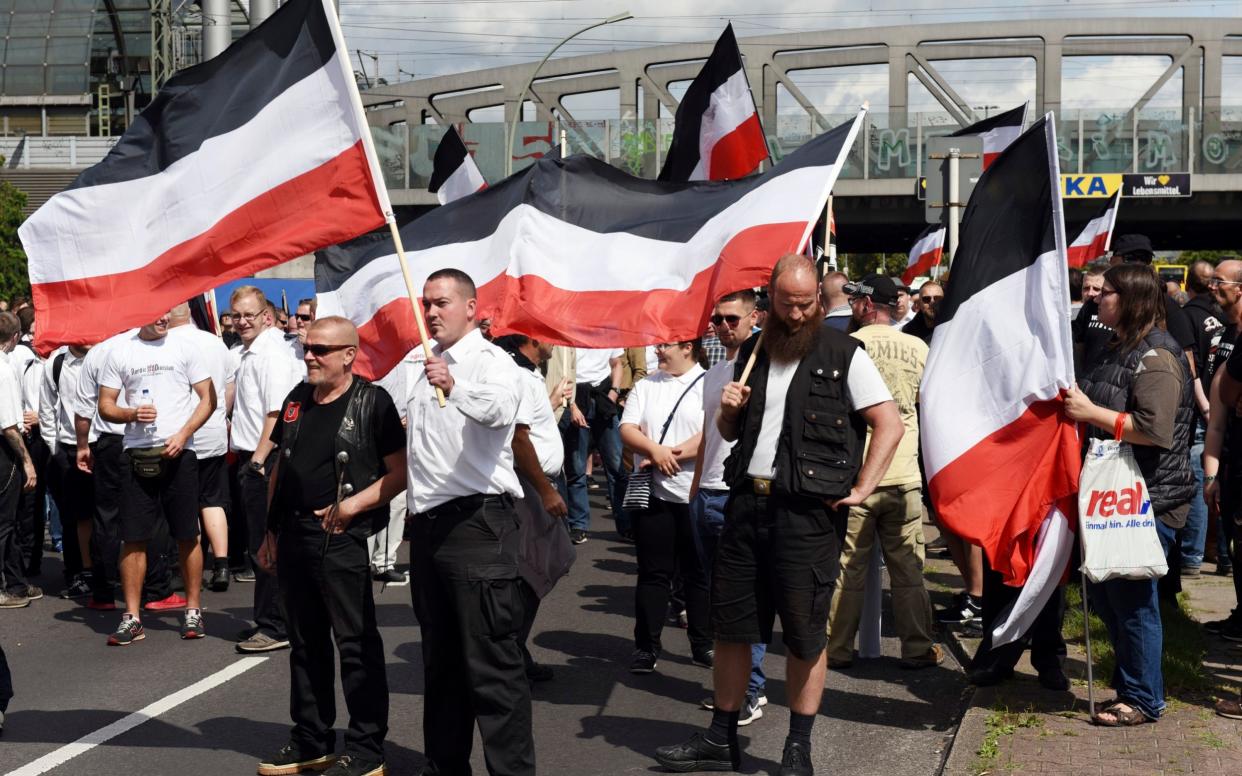 Far-right extremists gather to commemorate the death of Adolf Hitler's deputy, Rudolf Hess, in Berlin's western district of Spandau - dpa