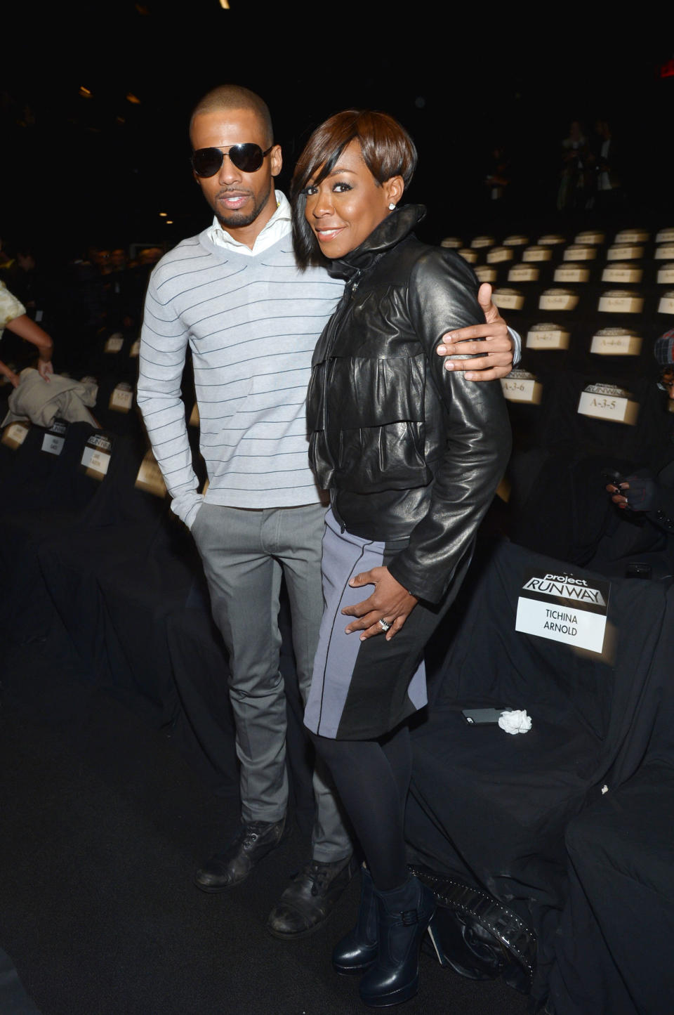 NEW YORK, NY - FEBRUARY 08:  Actors Eric West and Tichina Arnold attend the Project Runway Fall 2013 fashion show during Mercedes-Benz Fashion Week at The Theatre at Lincoln Center on February 8, 2013 in New York City.  (Photo by Mike Coppola/Getty Images for Mercedes-Benz Fashion Week)