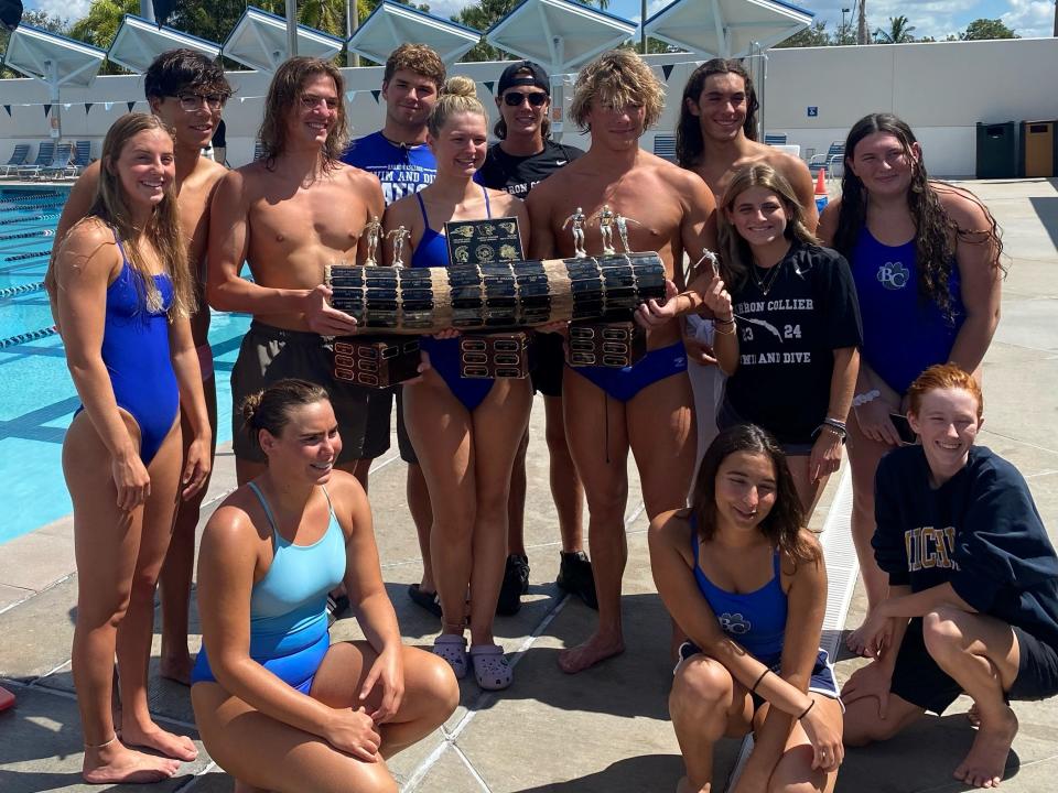 Barron Collier boys and girls swimming swept the 2023 CCAC Championships.