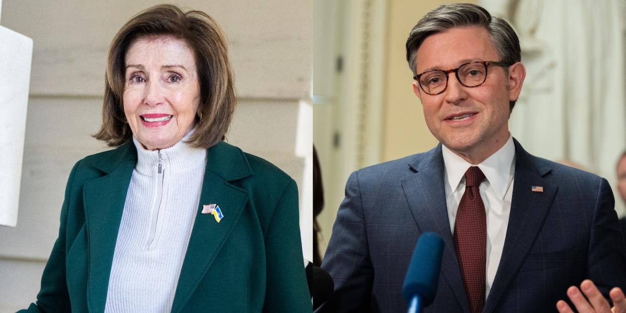 Nancy Pelosi and Mike Johnson look ahead during their respective days on Capitol Hill.