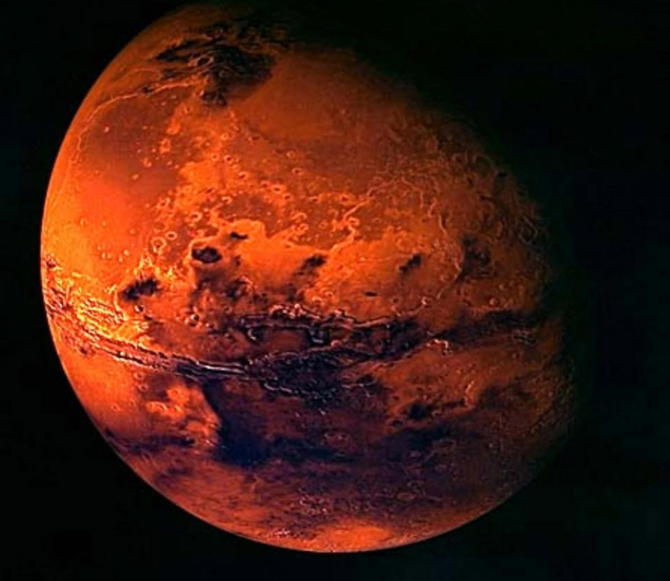 A handout of the European Space Agency ESA shows a visualisation of Mars, created from spacecraft imagery. ESA's first mission to the Red Planet is Mars Express. It comprises an orbiter carrying seven scientific instruments to probe the planet's atmosphere, structure and geology, including a search for evidence of hidden water. The main spacecraft will also release the UK's small Beagle 2 lander to gather and test rock and soil samples on the surface. British space probe Beagle 2 failed to broadcast a signal on December 25, 2003, to confirm it had landed on Mars, but scientists said they were waiting for a second contact opportunity later on Thursday. REUTERS/Ho/European Space Agency ESA