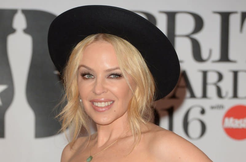 Kylie Minogue attends the Brit Awards in 2016. File Photo by Rune Hellestad/UPI