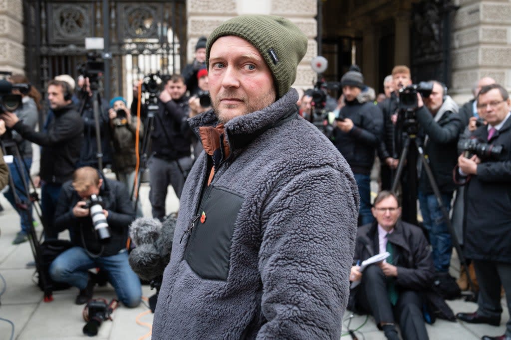 Richard Ratcliffe, the husband of Iranian detainee Nazanin Zaghari-Ratcliffe, speaks to the media following a meeting with Foreign Office minister James Cleverly (Stefan Rousseau/PA) (PA Wire)