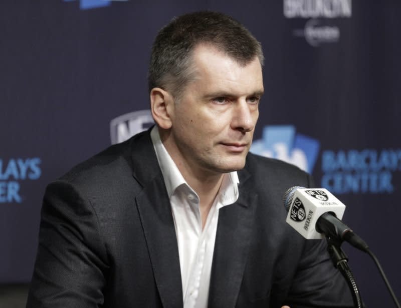 Brooklyn Nets owner Mikhail Prokhorov speaks during an NBA basketball news conference in New York in 2016.&nbsp; (Photo: Seth Wenig/AP)