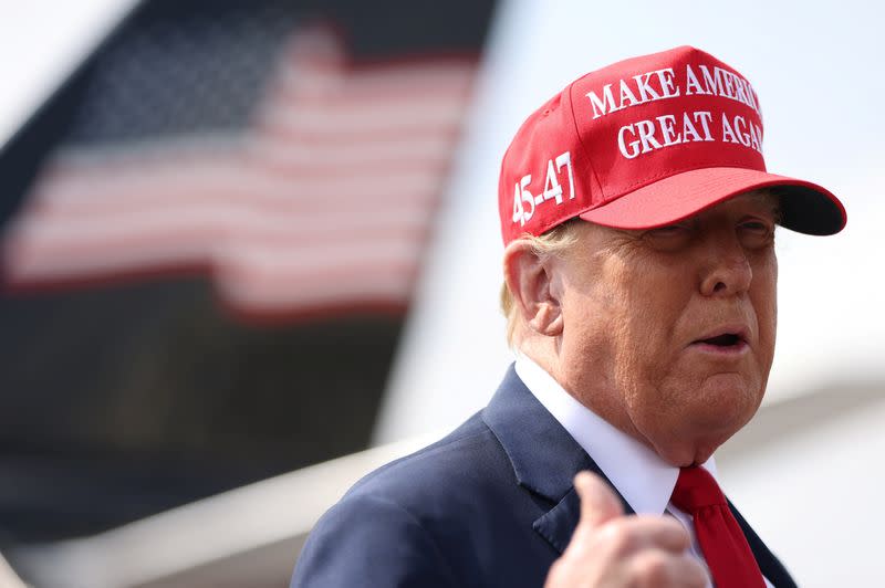 Former U.S. President Donald Trump arrives at Hartsfield-Jackson Atlanta International Airport