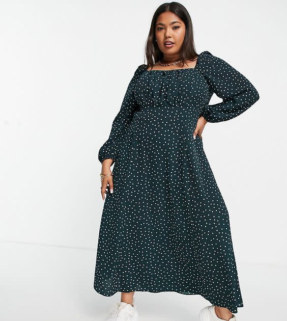 ASOS DESIGN Curve Square Ruched Midi Dress