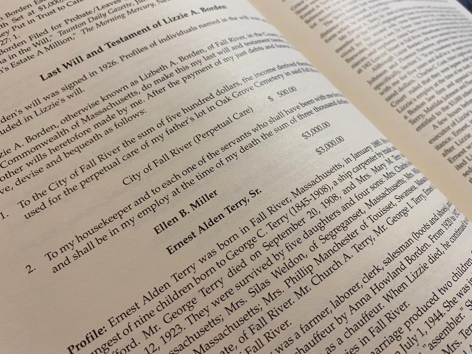 The book "Lizzie Borden: Past and Present" by Leonard Rebello is a compendium of facts about the Borden case, including the last will and testament of Lizzie Borden.