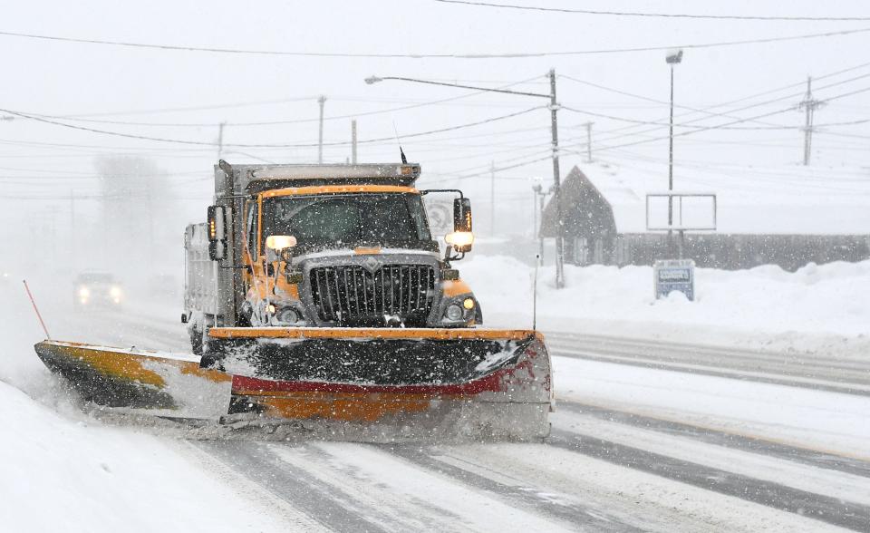 A PennDOT plow truck clears snow Wednesday in the 2700 block of West Twelfth Street in Millcreek Township. About 30 inches of snow have fallen in the region this season, according to the National Weather Service in Cleveland.