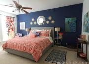 <body> <p>There's nothing neutral about this <a rel="nofollow noopener" href=" http://www.bobvila.com/gray-bedroom-ideas/48425-10-color-picks-to-set-any-mood-in-your-bedroom/slideshows?bv=yahoo" target="_blank" data-ylk="slk:vibrant bedroom;elm:context_link;itc:0;sec:content-canvas" class="link ">vibrant bedroom</a> in navy blue and coral. Whether you paint all the walls a bold color or choose to paint just an accent wall, patterned pillows and eclectic wall art can complete the look.</p> <p><strong>Related: <a rel="nofollow noopener" href=" http://www.bobvila.com/blue-bedroom/46915-11-reasons-we-love-blue-bedrooms/slideshows?bv=yahoo" target="_blank" data-ylk="slk:11 Reasons We Love Blue Bedrooms;elm:context_link;itc:0;sec:content-canvas" class="link ">11 Reasons We Love Blue Bedrooms</a> </strong> </p> </body>