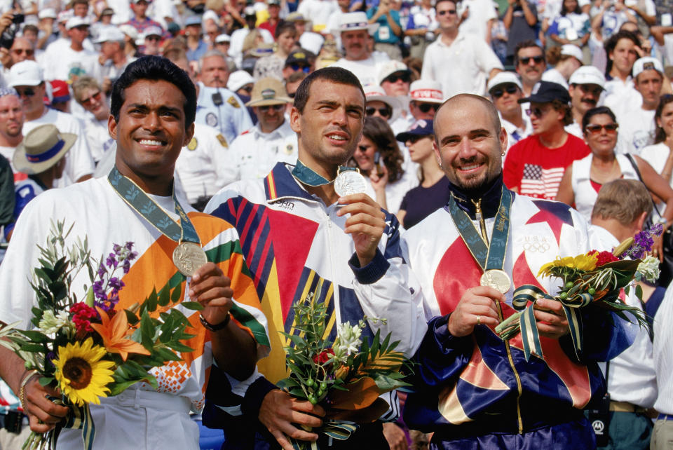 <p>Tennis great Andre Agassi won a gold medal in men’s singles at the 1996 Summer Games in Atlanta. (Getty) </p>