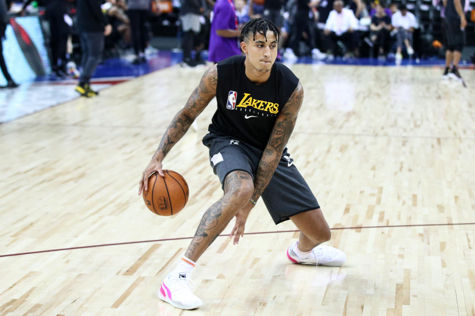 After hurting his left foot with Team USA this summer, Kyle Kuzma will miss the Lakers’ season opener this week.