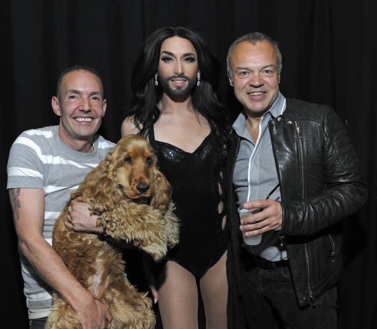 Eurovision Song Contest 2014 winner Conchita Wurst poses backstage at G-A-Y ahead of her performance at the club Chris Jepson/WENN.com