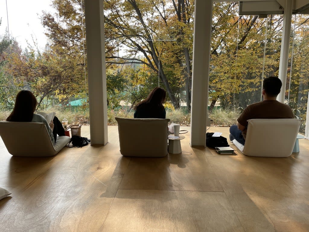 Customers enjoy sitting in silence at Green Lab cafe, South Korea  (Washington Post photo by Michelle Ye Hee Lee)