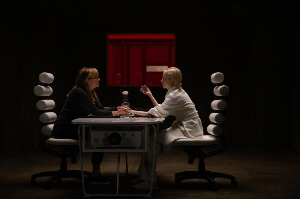 Jennifer Jason Leigh, left, and Andrea Riseborough in the movie "Possessor."