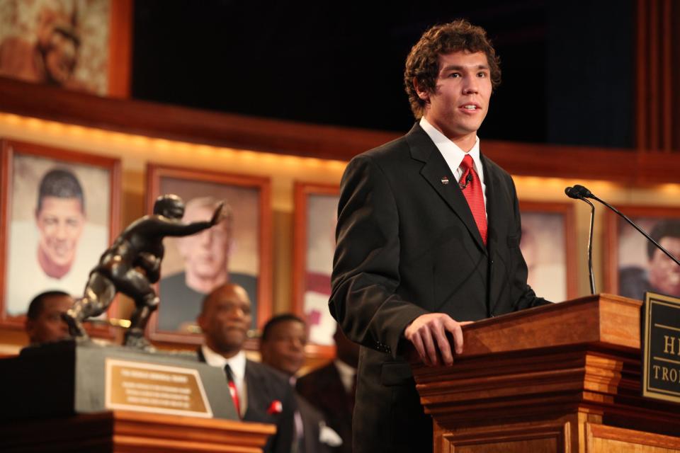 Sam Bradford, QB. YEARS PLAYED: 2007-09. DRAFT: 1st round, 1st overall of the 2010 NFL draft by the St. Louis Rams.