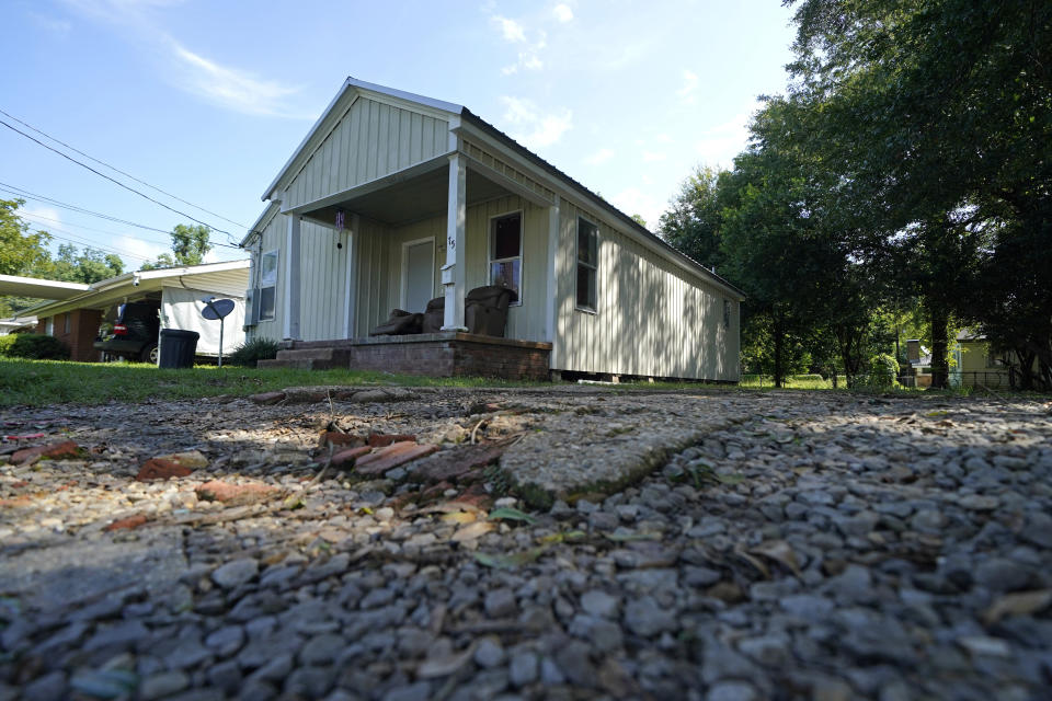 FILE - This photo taken Thursday, Sept. 8, 2022, shows the house in Alexandria, La., where a female informant on an undercover drug operation was allegedly raped as her law enforcement handlers left her on her own in January 2021. The police informant raped twice during an undercover drug buy in Louisiana has filed a lawsuit alleging her law enforcement handlers failed to monitor her in real time and allowed the attack to “play out” despite concerns over how long she was inside a known stash house. (AP Photo/Gerald Herbert, File)