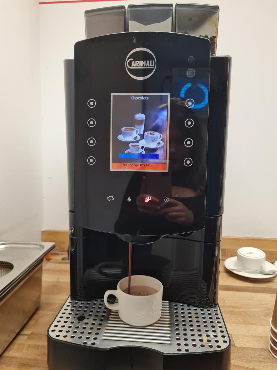 The coffee machine in Glasgow Central's first-class lounge