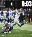 Dallas Cowboys kicker Brett Maher (2) kicks the game-winning field goal against the Atlanta Falcons during the second half of an NFL football game, Sunday, Nov. 18, 2018, in Atlanta. The Dallas Cowboys won 22-19. (AP Photo/Danny Karnik)