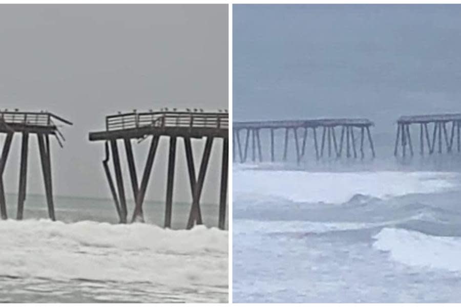 Colapsa por alto oleaje estructura del muelle de Playas de Rosarito