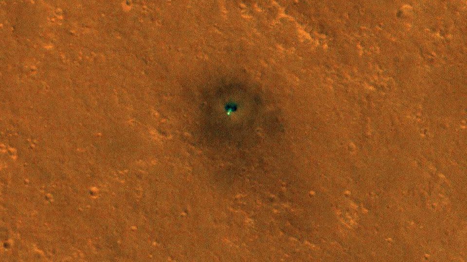 NASA's Mars Reconnaissance Orbiter took an image of InSight resting on the surface of Mars on February 2, 2019. The lander was located on a flat plain called Elysium Planitia. - NASA/JPL-Caltech/University of Arizona