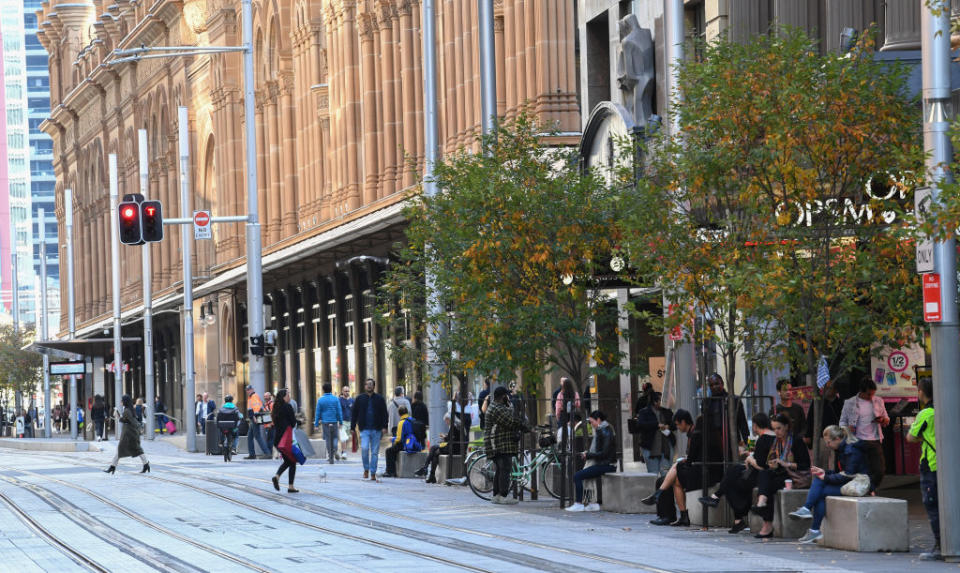 SYDNEY, AUSTRALIA - MAY 28: Busier streets in the CBD as shoppers and workers return to George Street on May 28, 2020 in Sydney, Australia. (Photo by James D. Morgan/Getty Images)