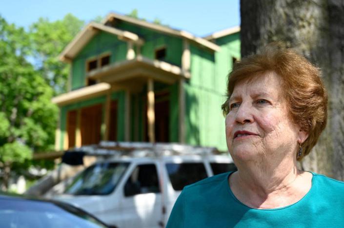 Judy Perry, a longtime resident on Corbin Terrace in the Plaza Heights neighborhood, is unhappy with the constant construction on her block. Perry favors rehabbing the older homes.