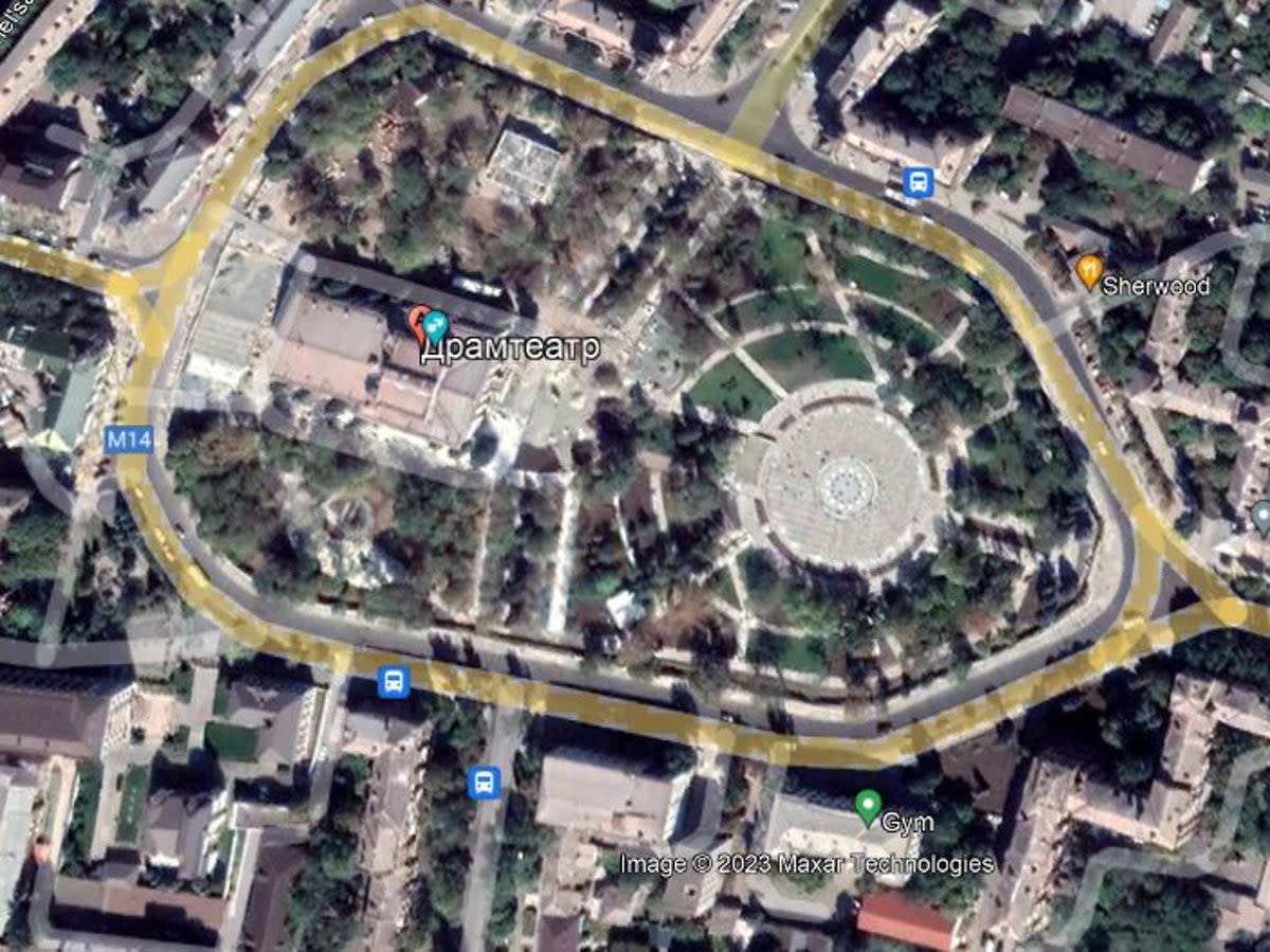 Mariupol Drama Theatre, Mariupol, 2020 (Google Earth)