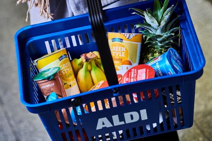 A basketfull of items from Aldi