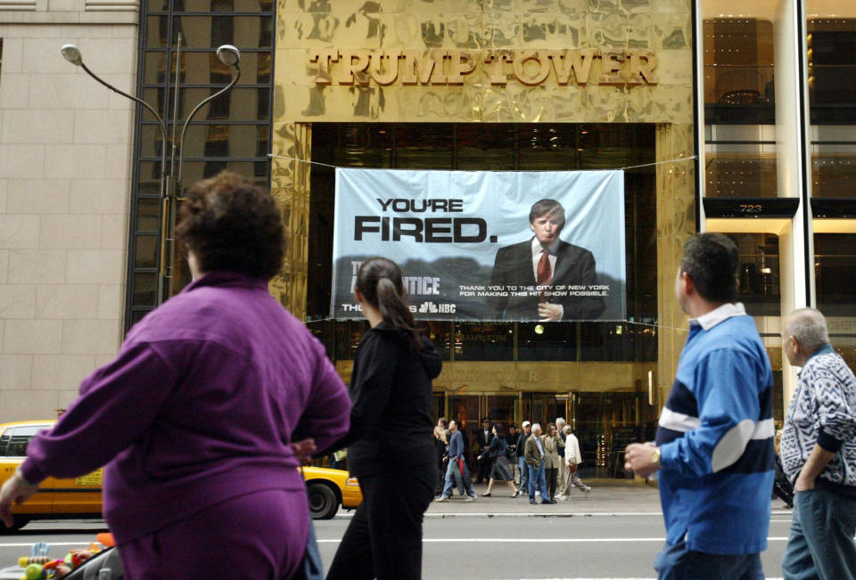 Image: A sign for Donald Trump's television show, The Apprentice (Bebeto Matthews / AP file)