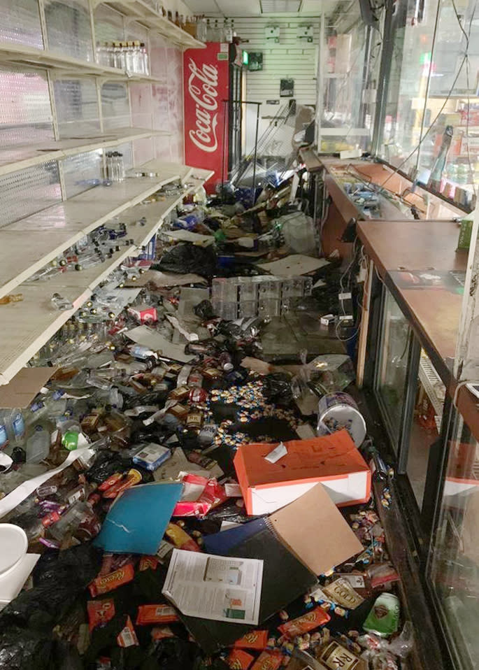The damage inside  Salih Mothana's Express Food Market in Chicago on June 1, 2020. (Courtesy Salih Mothana)