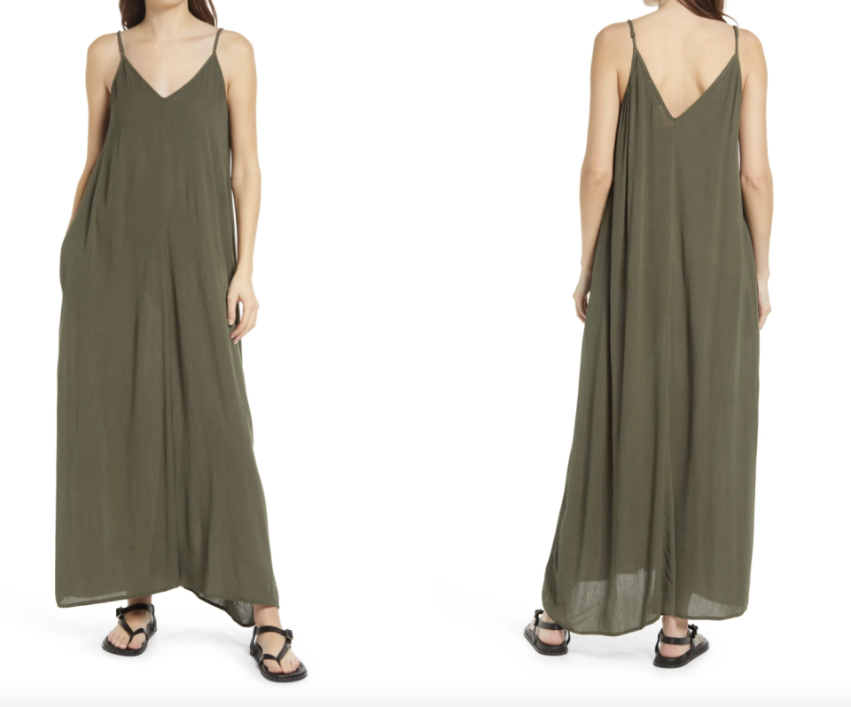 Nordstrom Treasure & Bond Woven Favorite Maxi Dress in Olive Sarma (Photo via Nordstrom)