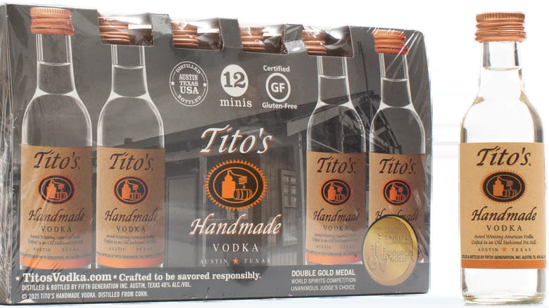 Miniature Tito's vodka bottles set