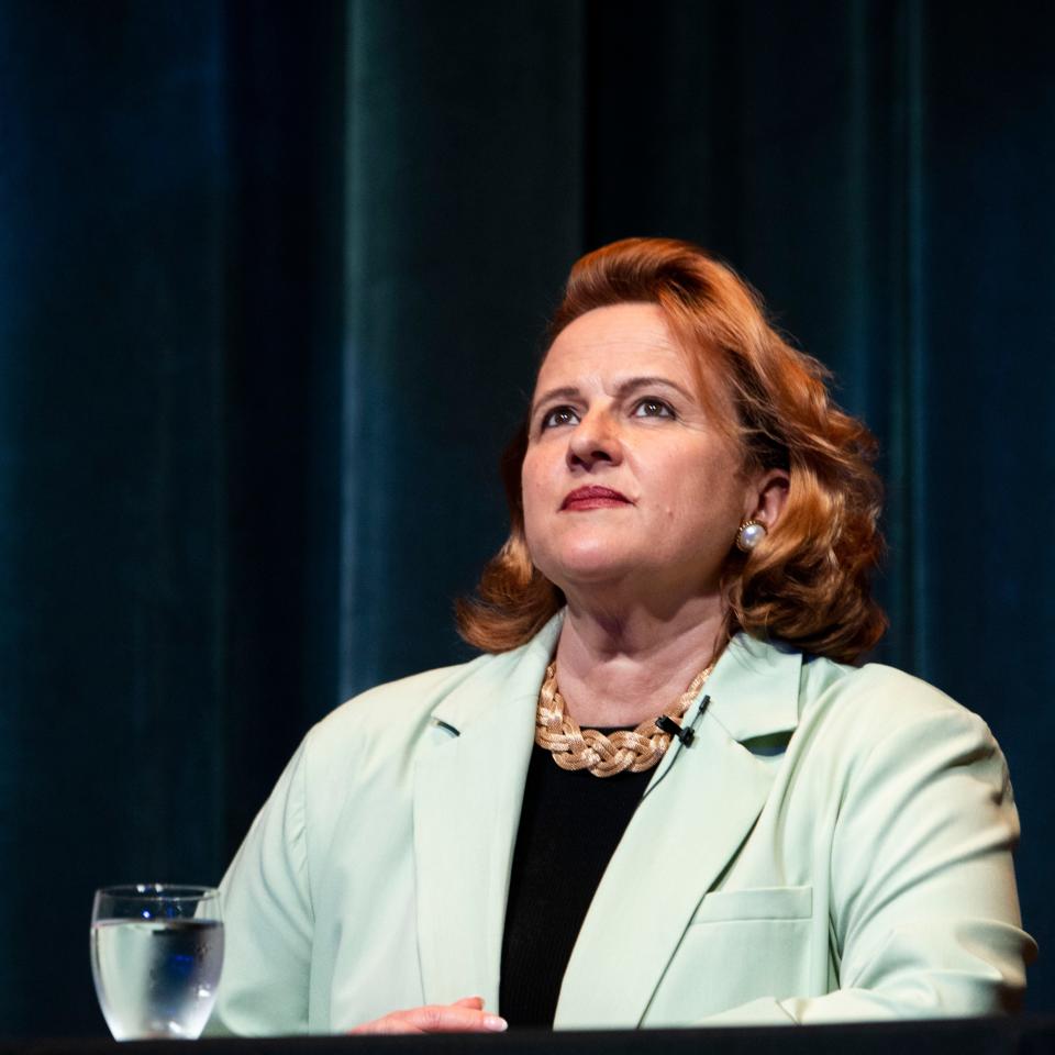 Sen. Heidi Campbell, during a debate for the Nashville mayoral candidates at Fisher Performing Arts Center in Nashville , Tenn., Thursday, May 18, 2023.