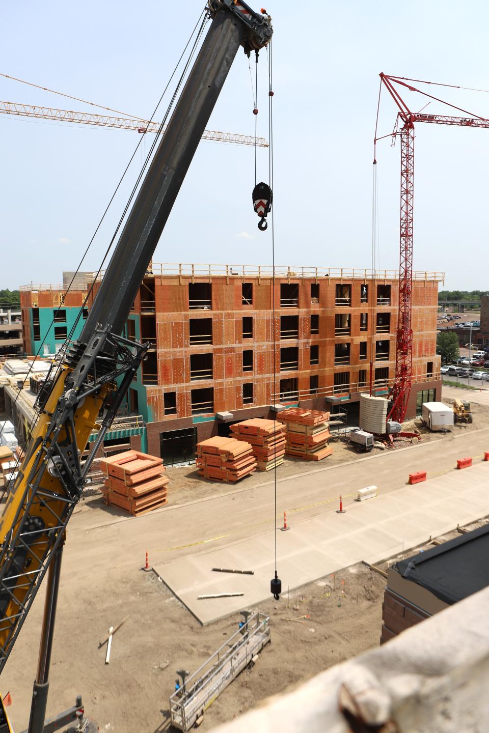 Construction continues on The Dakota retail and apartment building of the Cherapa development on Thursday, June 15, in downtown Sioux Falls.