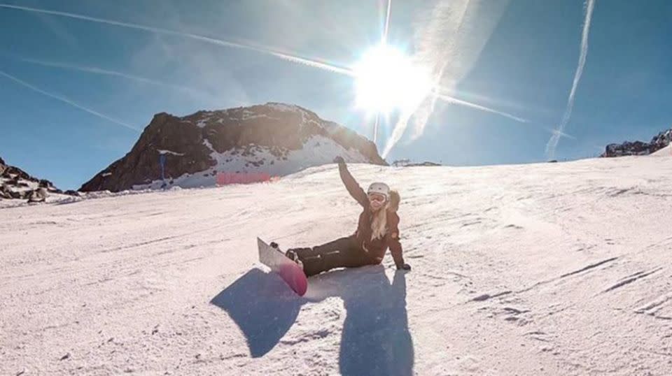 Ms Carr shares a snap from her snowboarding holiday in the Austrian Alps. Source: Instagram/Leanne Carr