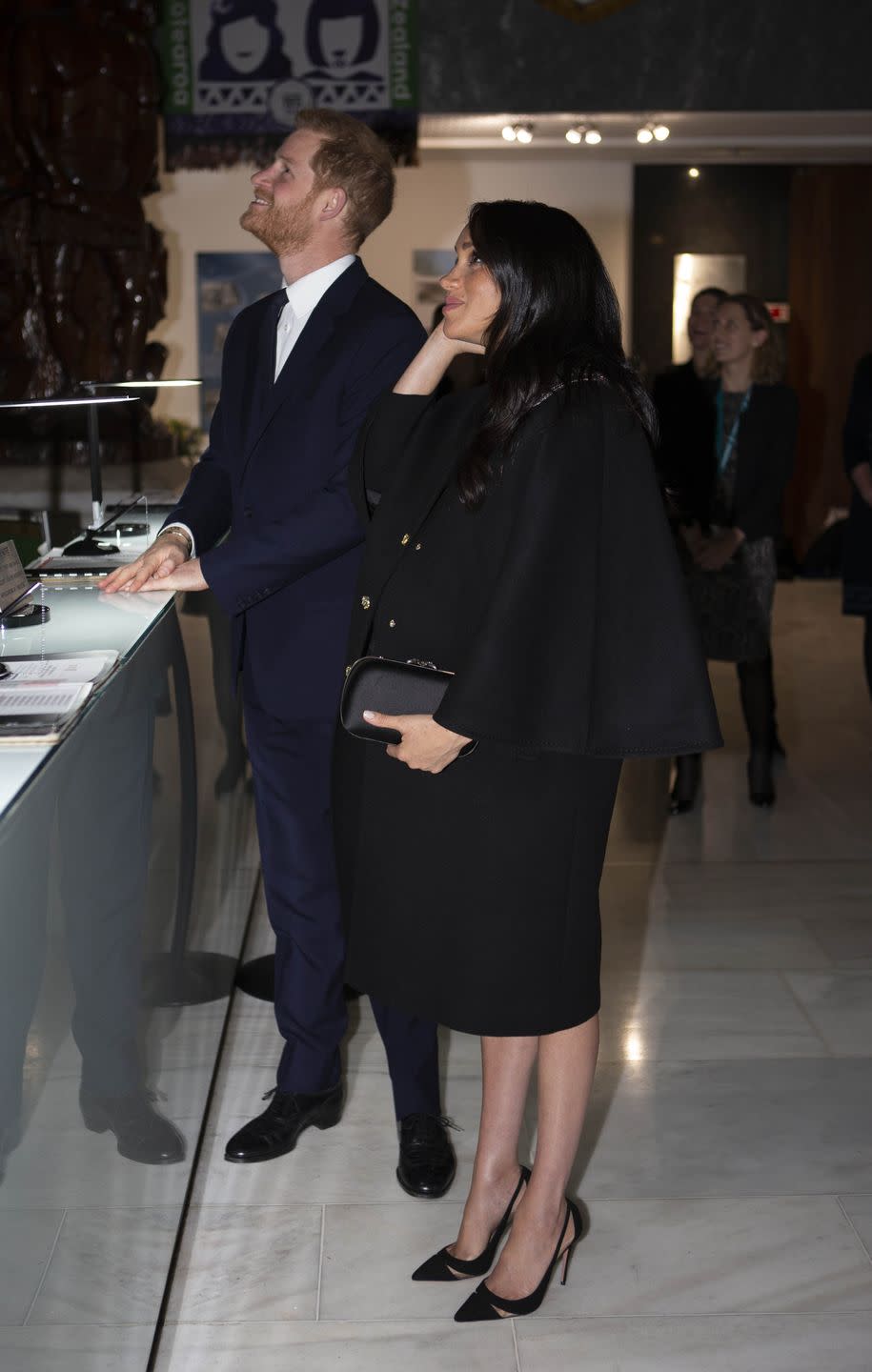 <p>Following the awful terror attack on mosques in New Zealand, Meghan Markle made her last appearance pre-Archie with husband Prince Harry. The pair visited London's New Zealand House to sign a book of condolence on behalf of The Royal Family, and although she was dressed in a black cape, just seven weeks before giving birth, Meghan looks very heavily pregnant.</p>