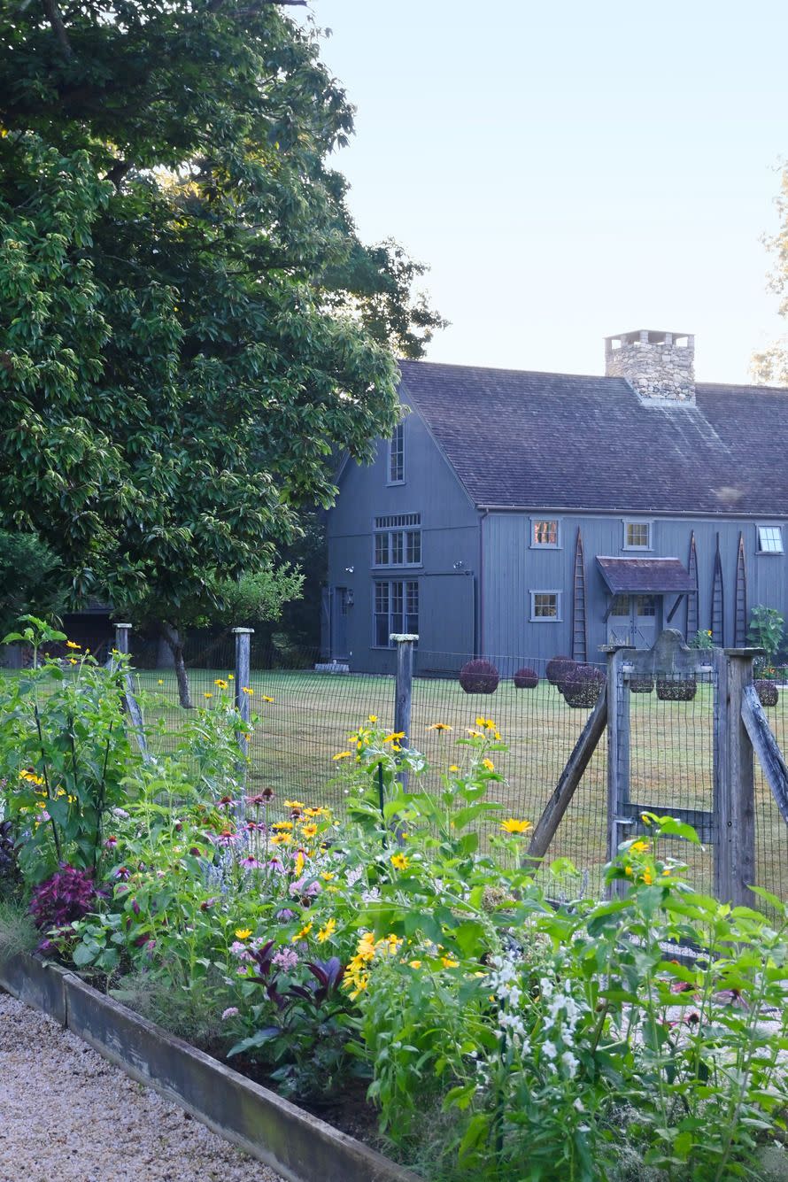 backyard and garden of gerard pampalone and arlene carpenter's home in fairfield county, connecticut