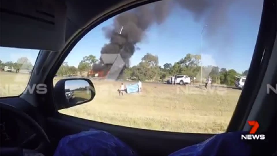 The crash was filmed by other drivers. Source: 7 News