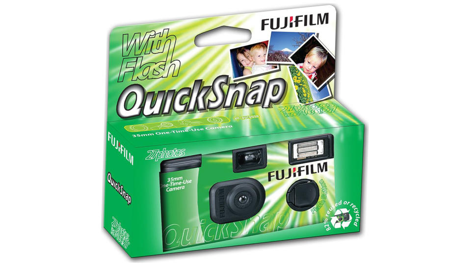 Product shot of Fujifilm Quicksnap Flash, one of the best disposable cameras