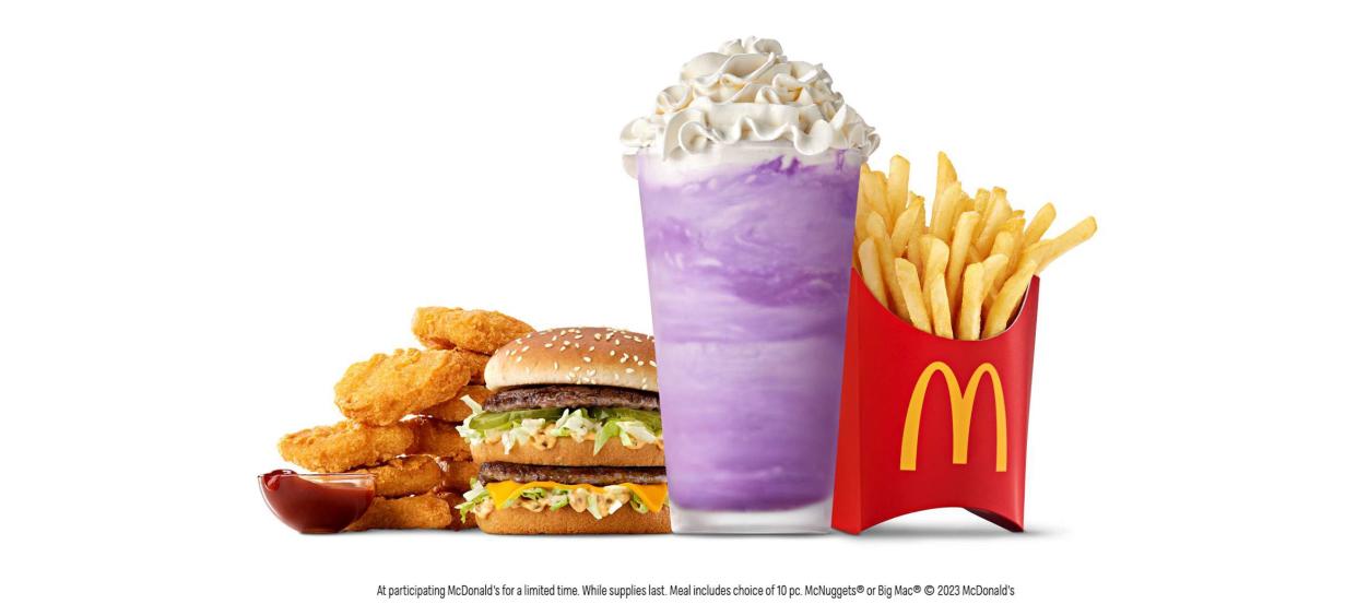 A new purple berry-flavored shake is available beginning June 12 at participating restaurants, while supplies last.