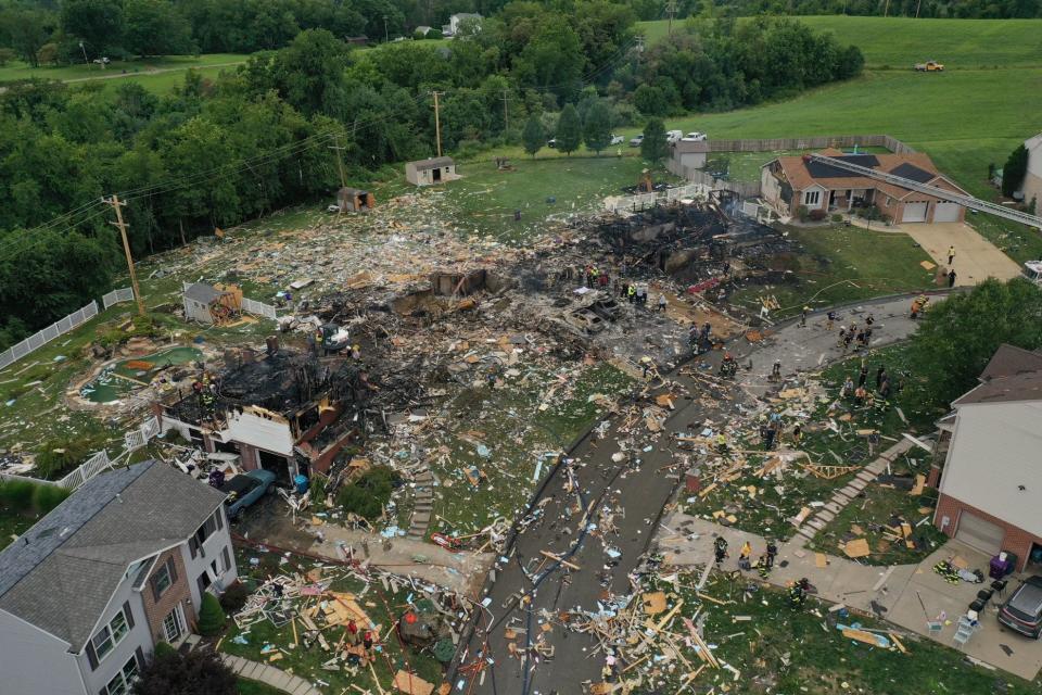 Drone 11 captures destruction after Plum house explosion.