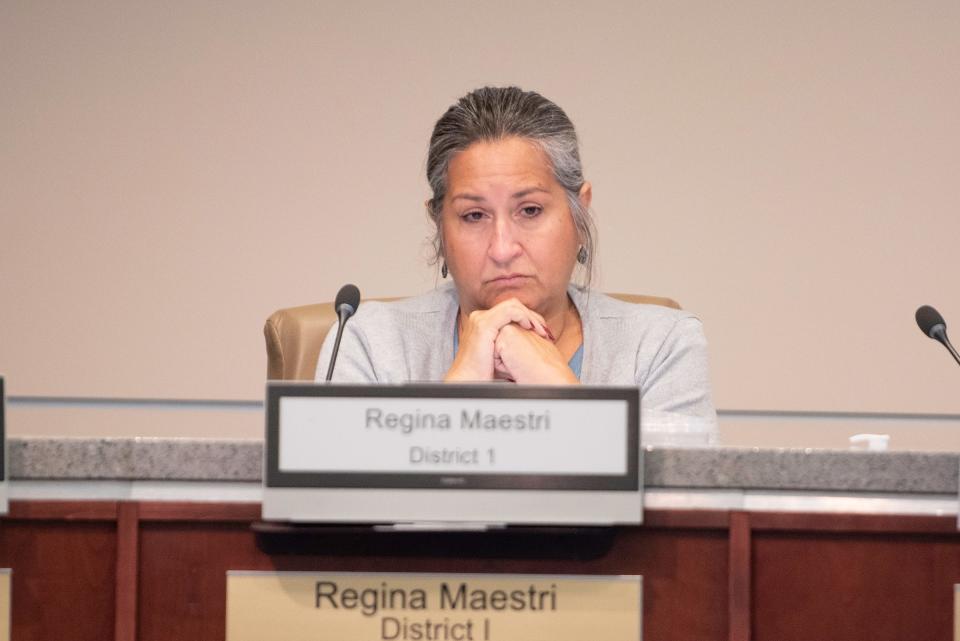 Pueblo City Councilor Regina Maestri listens to a pressentation during a council meeting on Monday, October 16, 2023.