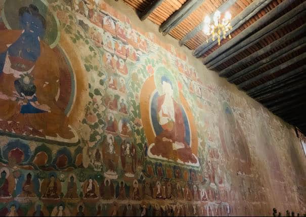 藏於寺廟內的藏傳佛教壁畫，據指是當今最重要的同類藝術作品。    （唯色 facebook 圖片）