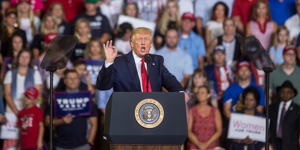 President Donald Trump at a rally in North Carolina on Wednesday.