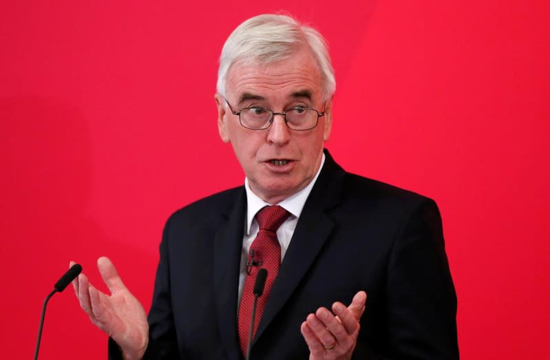 Britain's Labour Party Shadow Chancellor McDonnell speaks on new digital infrastructure policy in Lancaster