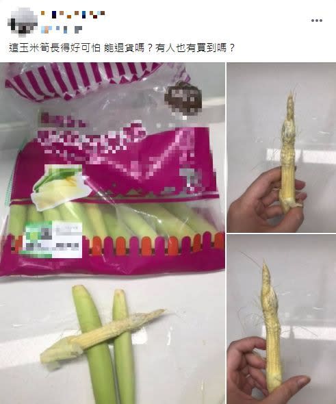 女網友買到肉瘤玉米筍，急忙想退貨。（圖／翻攝自「Costco好市多 商品經驗老實說」臉書社團）