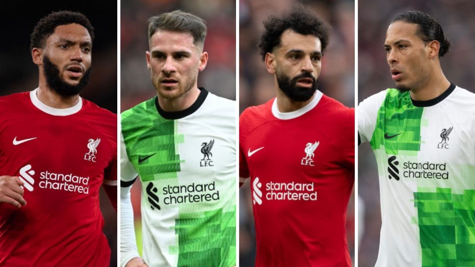 Joe Gomez, Alexis Mac Allister, Mohamed Salah and Virgil van Dijk