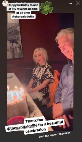 <p>Christine Lakin/Instagram</p> Patrick Duffy celebrates his birthday with Step by Step cast members.