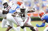 South Carolina receiver running back Deshaun Fenwick (14) runs the ball during against Florida during an NCAA college football game in Gainesville, Fla., Saturday, Oct. 3, 2020. (Brad McClenny/The Gainesville Sun via AP, Pool)
