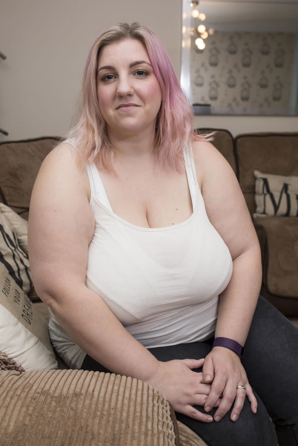After battling with her bra size all her life, Danielle is desperate to have surgery. Photo: Caters News